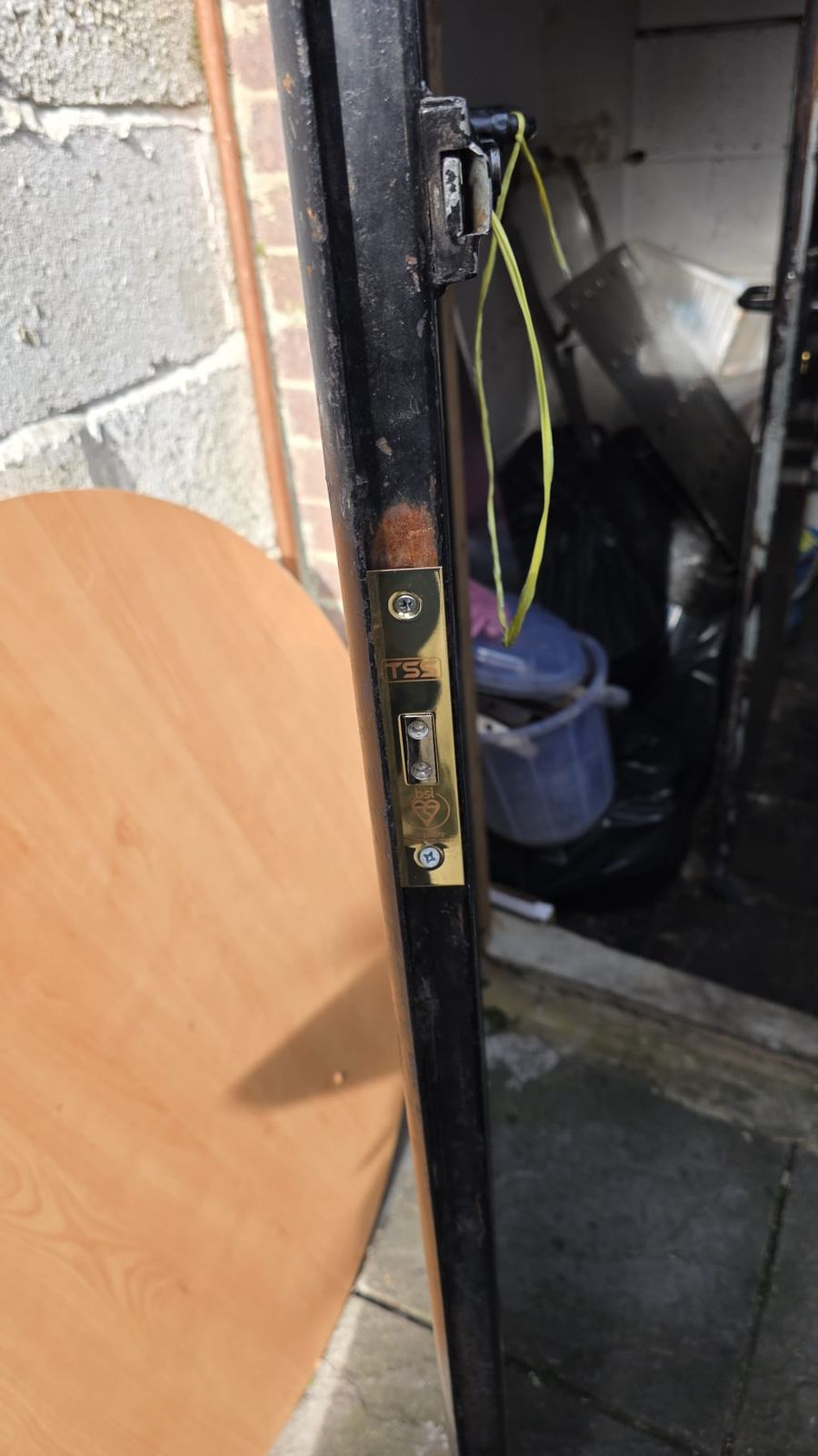BS3621 deadlock installed on metal door by LT Lockworks London