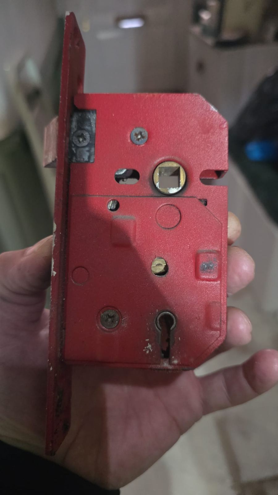 Old burnt 5-lever sashlock removed — LT Lockworks South London